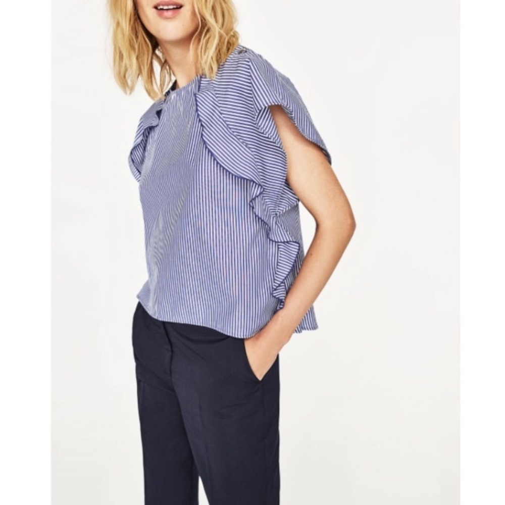Zara Striped Poplin Top